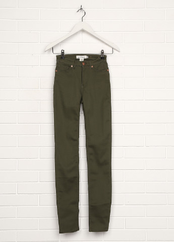 Хаки джинсовые демисезонные зауженные брюки H&M