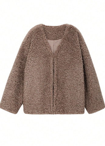 Темно-бежевый демисезонный кардиган SHEIN