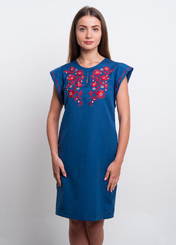 Темно-синя кежуал сукня Vyshyvanka з малюнком