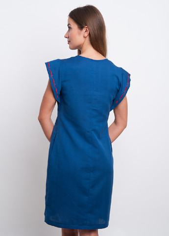 Темно-синя кежуал сукня Vyshyvanka з малюнком