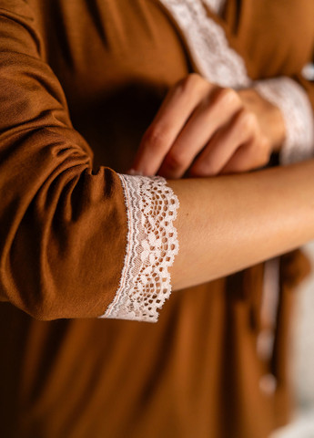 Коричнева всесезон піжама (кофта, штани) кофта + брюки Lucci