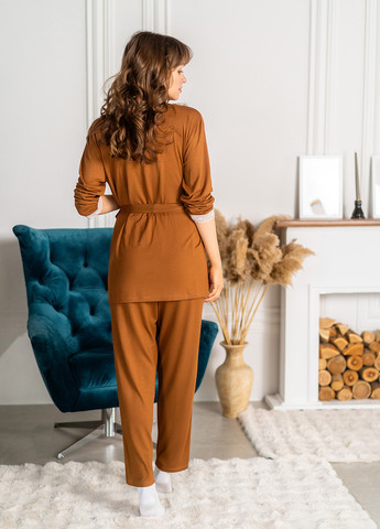 Коричнева всесезон піжама (кофта, штани) кофта + брюки Lucci