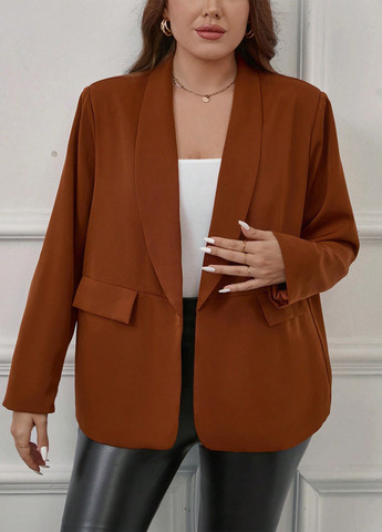 Коричневый женский жакет SHEIN однотонный - демисезонный