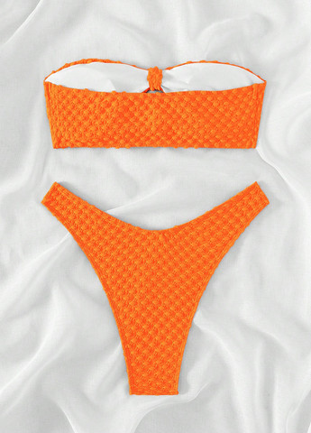 Оранжевый летний купальник (лиф, трусики) бандо, раздельный SHEIN