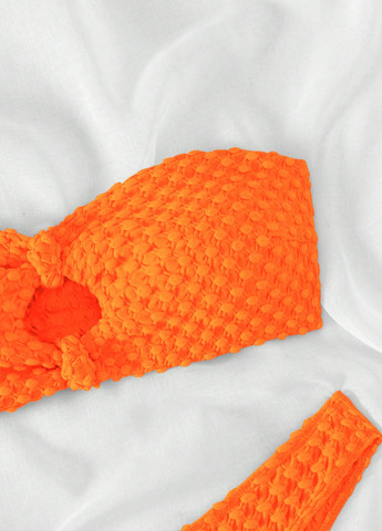 Оранжевый летний купальник (лиф, трусики) бандо, раздельный SHEIN