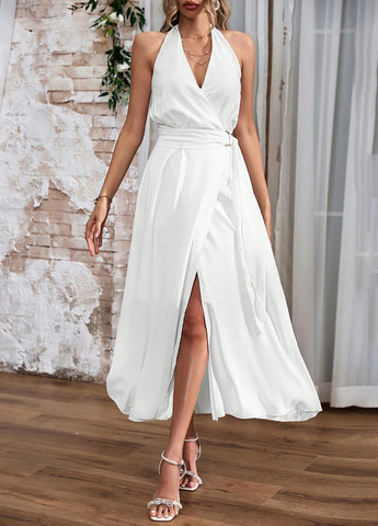 Білий кежуал сукня в грецькому стилі SHEIN однотонна