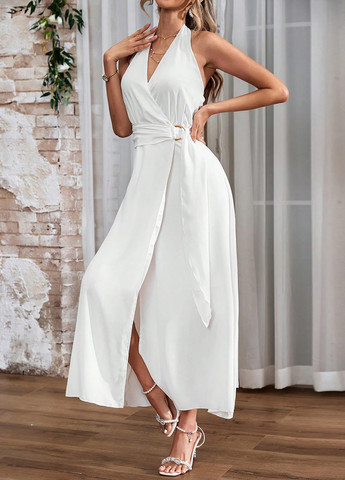 Білий кежуал сукня в грецькому стилі SHEIN однотонна