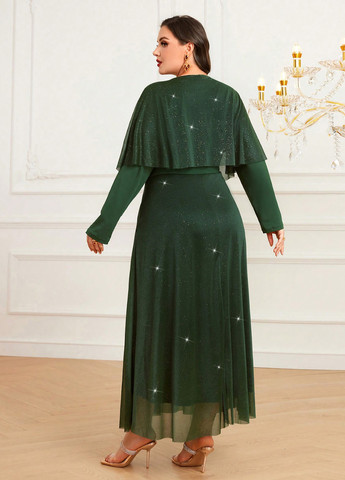 Смарагдова вечірня сукня а-силует SHEIN однотонна