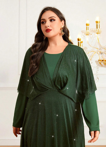 Смарагдова вечірня сукня а-силует SHEIN однотонна