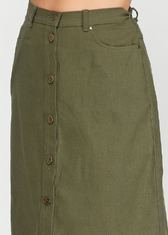 Оливковая (хаки) кэжуал однотонная юбка SP8 миди
