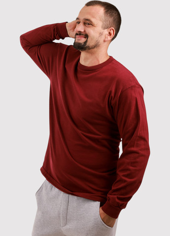 Лонгслів Blue 84 однотонний вишневий кежуали бавовна, трикотаж