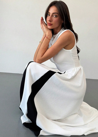 Черно-белое кэжуал платье клеш, а-силуэт SHEIN колор блок