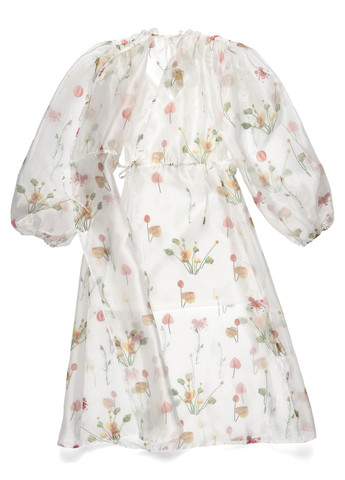 Белое кэжуал платье на запах AERYNE с цветочным принтом
