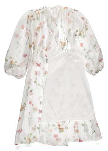 Белое кэжуал платье на запах AERYNE с цветочным принтом