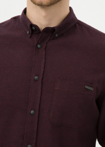 Бордовая кэжуал рубашка с узором "гусиная лапка" KOTON