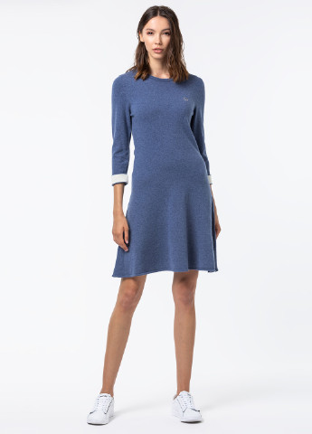Синее кэжуал платье платье-свитер Lacoste меланжевое