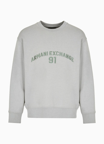 Серый свитшот Armani Exchange однотонный вышивка (303807693)
