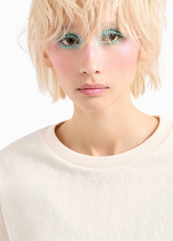 Молочный свитшот Armani Exchange однотонный без декора (341249988)