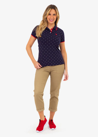 Темно-фиолетовая женская футболка-поло U.S. Polo Assn. в горошек