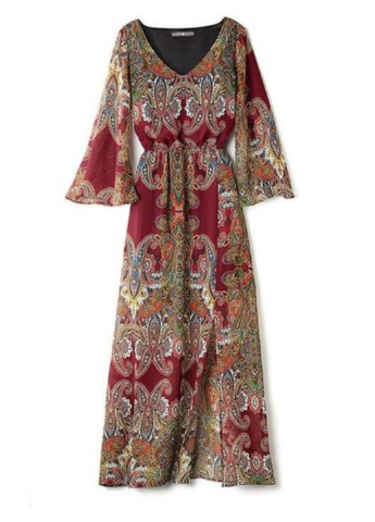 Бордова кежуал сукня кльош Signature турецькі огірки