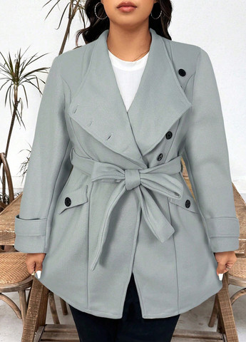 Сіре Кежуал напівпальто SHEIN однотонне