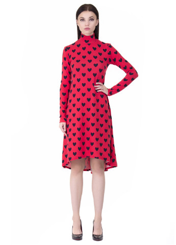 Красное кэжуал платье платье-водолазка BERENIS с абстрактным узором