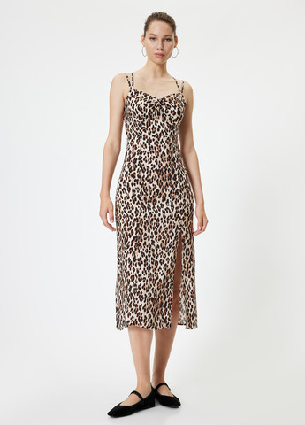 Коричнева святковий, кежуал сукня KOTON леопардовий