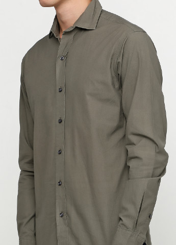 Оливковковая (хаки) кэжуал рубашка однотонная Ralph Lauren с длинным рукавом
