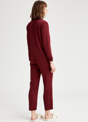 Темно-красная всесезон комплект(реглан, брюки) рубашка + брюки DeFacto