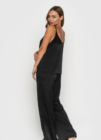 Черная всесезон шелкова пижама майка + брюки BeART Піжама