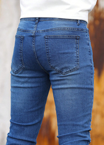 Синие демисезонные скинни джинсы SHEIN