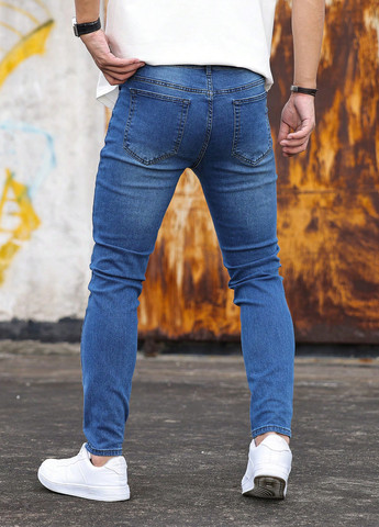 Синие демисезонные скинни джинсы SHEIN