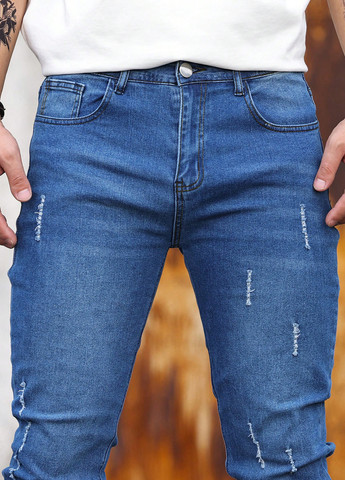 Синие демисезонные скинни джинсы SHEIN