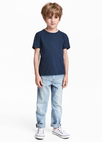 Голубые демисезонные слим фит джинсы H&M