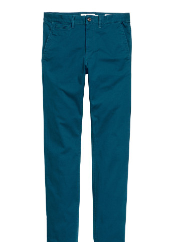 Темно-бирюзовые кэжуал летние брюки H&M