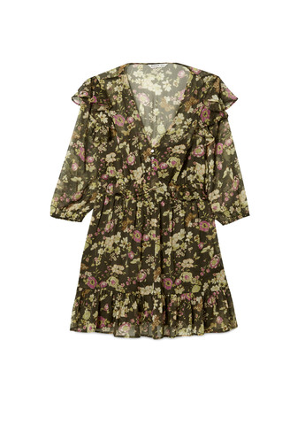 Оливкова (хакі) кежуал сукня а-силует Stradivarius з квітковим принтом