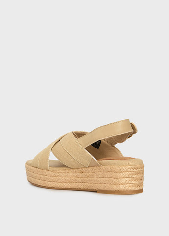 Бежевые босоножки Tommy Hilfiger с ремешком на плетеной подошве, с логотипом