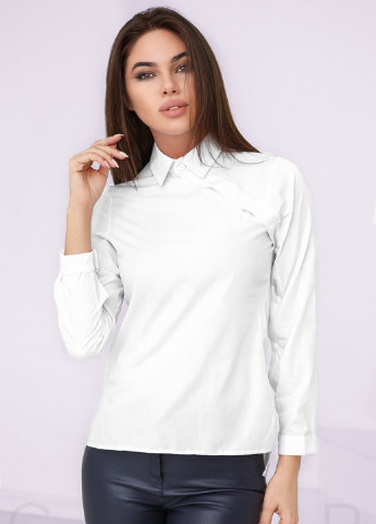 Белая кэжуал рубашка однотонная Gepur