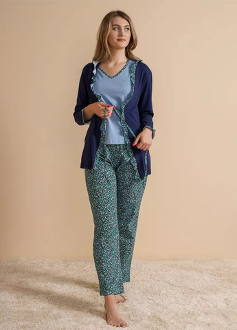 Комбинированная всесезон пижама (рубашка, топ, брюки) рубашка + топ + брюки BBL
