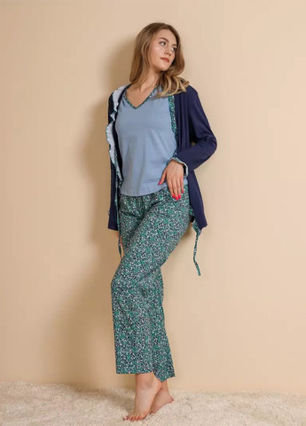Комбинированная всесезон пижама (рубашка, топ, брюки) рубашка + топ + брюки BBL