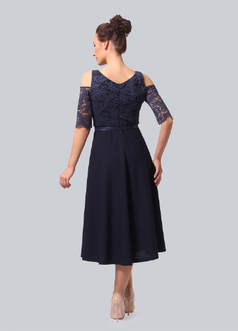 Темно-синее коктейльное платье клеш Alika Kruss однотонное