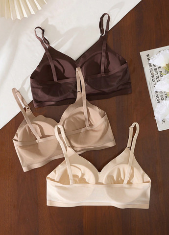 Комбінований безшовний бюстгальтер (3 шт.) SHEIN без кісточок поліамід