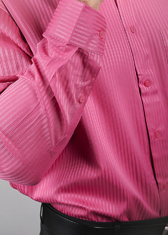 Темно-розовая кэжуал рубашка в полоску Framzoni с длинным рукавом