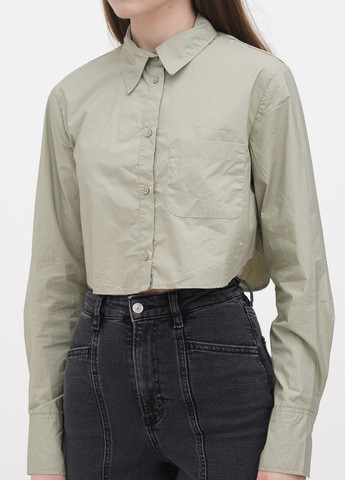 Серо-зеленая кэжуал рубашка однотонная H&M