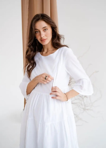 Белое кэжуал белое платье для беременных и кормящих мам с секретом для кормления To Be однотонное