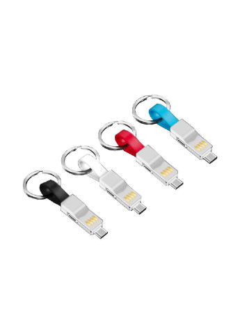Кабель-брелок USB White, 3 в 1 - Lightning, Micro USB, Type-C, 13 см XoKo sc-301 (132572877)