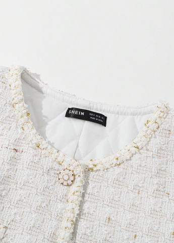 Молочное Кэжуал полупальто однобортное SHEIN в клетку