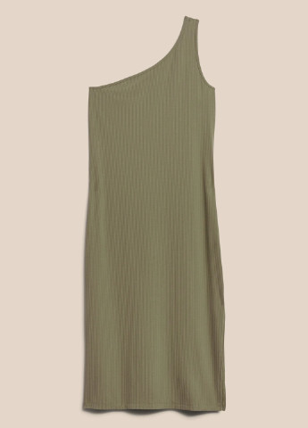 Оливковое (хаки) кэжуал платье на одно плечо Banana Republic однотонное