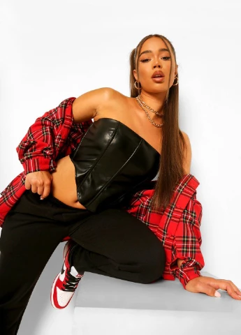 Красная кэжуал рубашка в клетку Boohoo