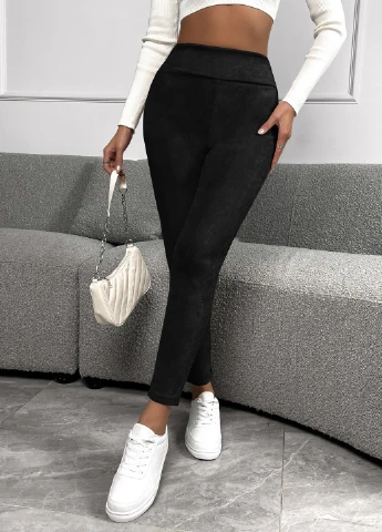 Черные демисезонные леггинсы SHEIN